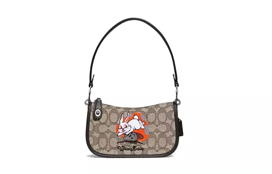 COACH Женская сумка через плечо в стиле свингер, Khaki spelling black