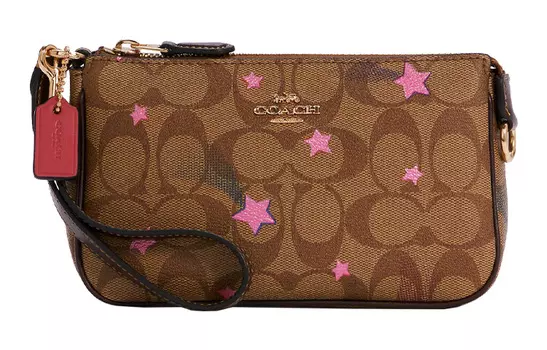 COACH Женская сумка-кошелек Nolita Canvas Leather Pochette, сумка на плечо, сумка на запястье, клатч Trumpets, цвет хаки