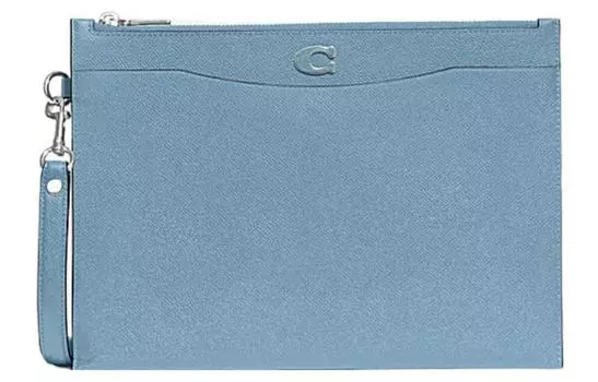 COACH Женская сумка-туба из парусины с кожаным ремешком-кошелек, синяя