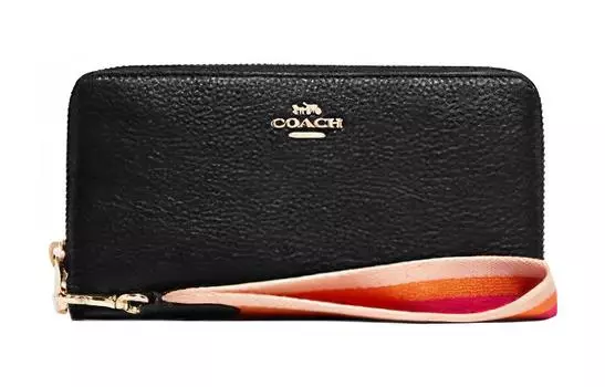COACH Женский черный клатч-кошелек из зернистой кожи с застежкой-молнией