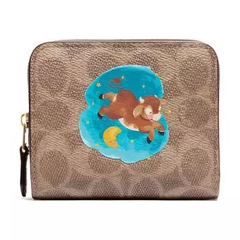 COACH Женский кошелек для карт из искусственной кожи, коричневый