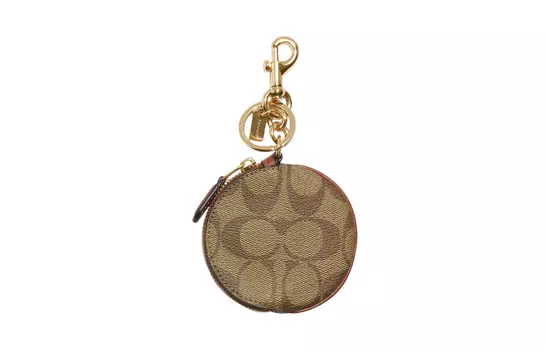 COACH Женский кошелек для монет из кожи и холста, цвет хаки