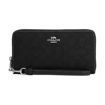 COACH Женский кошелек Trumpets из коровьей кожи с жаккардовым узором на молнии, серебристо-черный