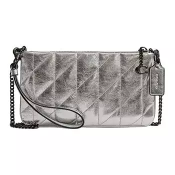 COACH Женский кожаный клатч-трубач с белым алюминием и антрацитовым оттенком