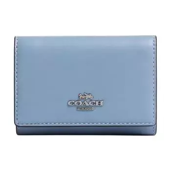COACH Женский микрокошелек из телячьей кожи, маленького размера, синий