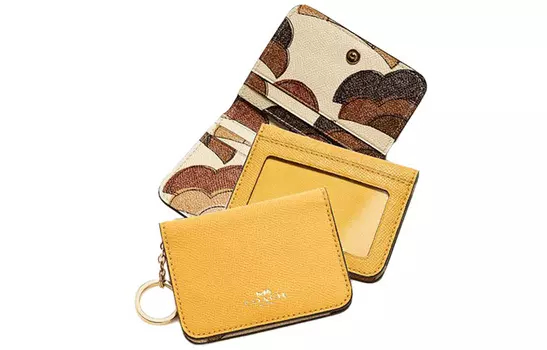 COACH Женский мини-держатель для карт из коровьей кожи, цвет "конфетно-желтый"