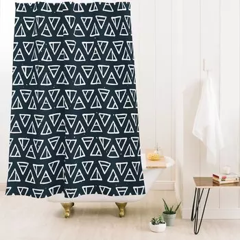 Coastl Studio Alchemical Triangles Темно-синяя занавеска для душа Deny Designs, цвет Liner Included