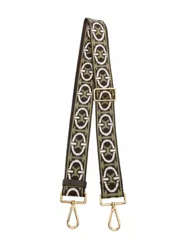 Coccinelle ремень для сумки с вышивкой, коричневый