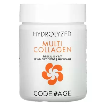 Codeage Hydrolyzed Multi Collagen Type I II III V X, 90 капсул