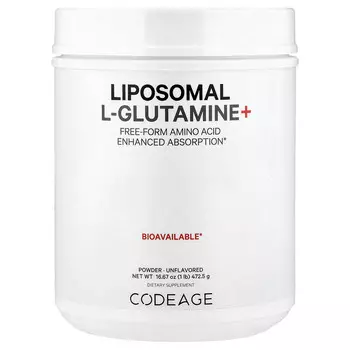 Codeage, Липосомальный L-глютамин + порошок, без ароматизаторов, 472,5 г (16,67 унции)