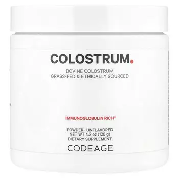 Codeage, Молозиво в порошке, без добавок, 120 г (4,3 унции)