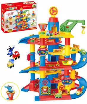 COIL Гаражная парковка мега-набор автомобилей с лифтом-вертолетом - огромный набор из 7 этажей