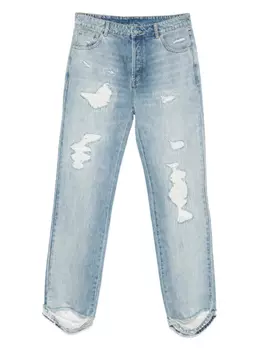 COLE BUXTON прямые джинсы с эффектом потертости, синий