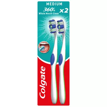 Colgate 60° Whole Mouth Clean средняя зубная щетка, 2 шт/1 упаковка