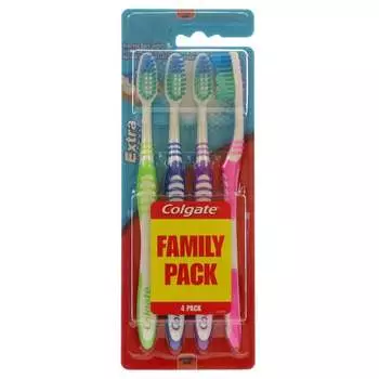 Colgate, Extra Clean Family Pack, зубная щетка, 4 шт.
