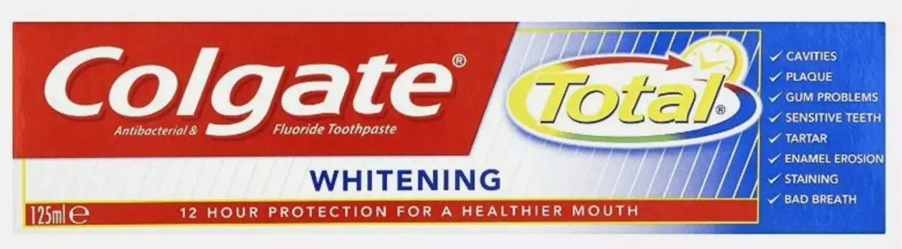 Colgate, Total Whitening XL, отбеливающая зубная паста, 125 мл