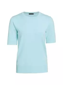 COLLECTION Свитер Dream с круглым вырезом и короткими рукавами Saks Fifth Avenue, синий