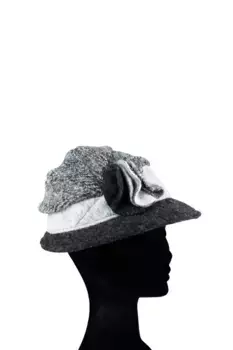 COLLEZIONE ALESSANDRO Фетровая шляпа "Британия" (1 штука), из мягкой шерсти, с цветочным мотивом, серый