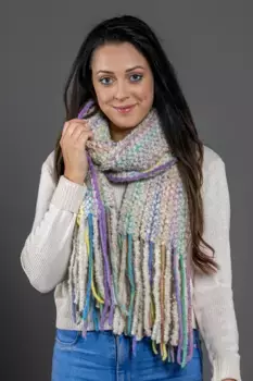 COLLEZIONE ALESSANDRO модный шарф "Чадия" крупной вязки с бахромой, бежевый