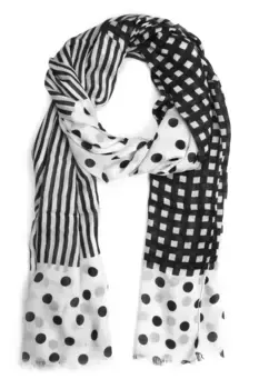 COLLEZIONE ALESSANDRO модный шарф Daline в дизайне с точками, сеткой и полосками, черный