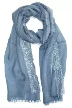 COLLEZIONE ALESSANDRO модный шарф "Эльза" из натурального материала с кружевом, синий