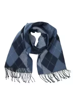 COLLEZIONE ALESSANDRO шерстяной шарф "Argyle", с клетчатым узором, теплый и мягкий, синий