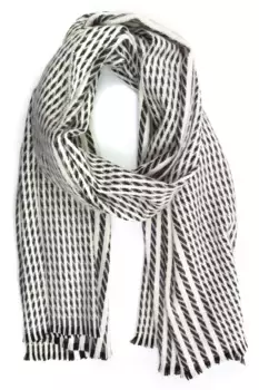 COLLEZIONE ALESSANDRO шерстяной шарф "Lia" с узором "гусиные лапки", белый