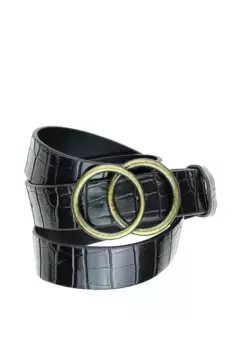 COLLEZIONE ALESSANDRO синтетический ремень "двойное кольцо" из мягкого тисненого материала, черный