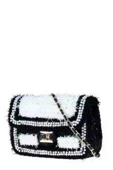 COLLEZIONE ALESSANDRO сумка через плечо "Cocco", вечерняя сумка с бусинами и тонкой бахромой, черный