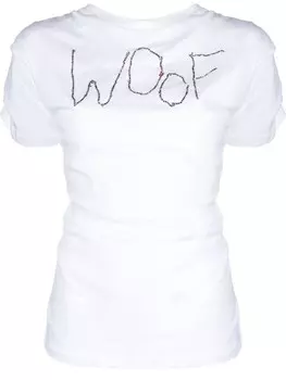 Collina Strada футболка Woof со стразами, белый