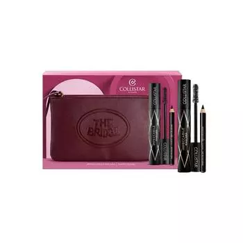 Collistar Impeccabile Mascara Set Mascara Black 11ml + Matita Kajal Eye Pencil Black 0.8g + The Bridge Burgundy Makeup Bag
