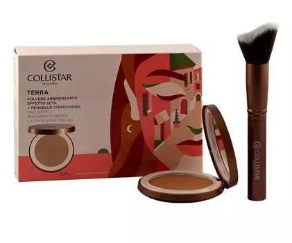 Collistar, Косметический набор, бронзирующая пудра для лица 10 г, кисть