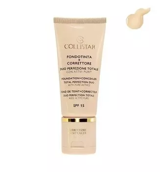 Collistar, Тональный крем + Консилер, тональный крем для лица и консилер 00, SPF 15, 30 мл