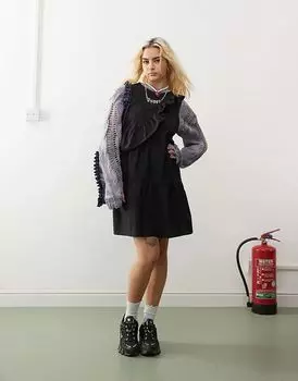 COLLUSION асимметричное платье-халат из поплина черного цвета