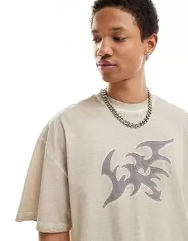 COLLUSION — Бежевая футболка с аппликацией