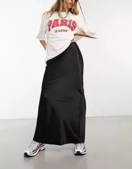 COLLUSION черная атласная юбка макси