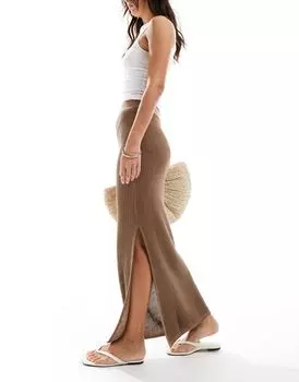 Collusion — длинная юбка из фактурного трикотажа серо-голубого цвета