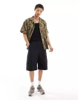 COLLUSION - Фестивальная рубашка цвета хаки с короткими рукавами и текстурой