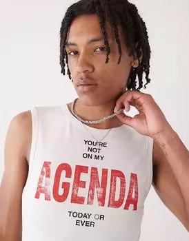 COLLUSION Фестивальная тонкая майка с надписью белого цвета