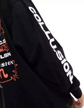 COLLUSION Футболка с длинными рукавами и принтом, крыльями и текстовой графикой