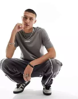 COLLUSION Футболка с принтом и рисунком на спине, угольный цвет