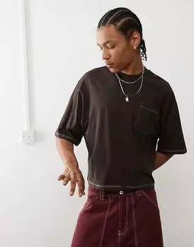 COLLUSION Футболка свободного кроя коричневого цвета