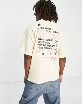 COLLUSION Футболка унисекс желтого цвета с текстовым принтом - ЖЕЛТАЯ