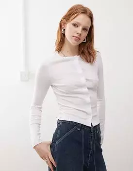 COLLUSION кардиган с длинными рукавами и ажурной отделкой белого цвета