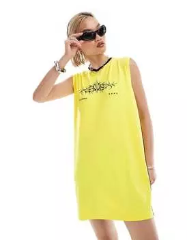 COLLUSION – Короткое желтое платье-майка с V-образным вырезом