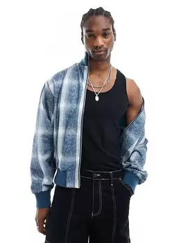 COLLUSION – куртка в синюю клетку на молнии во всю длину