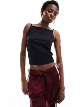 COLLUSION – Майка черного цвета с квадратным вырезом