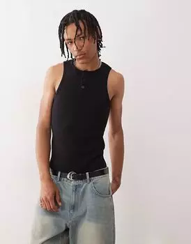 COLLUSION майка Henley черного цвета