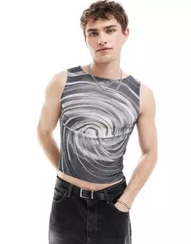 COLLUSION - Майка из плотной сетки с абстрактным принтом