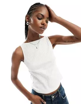 COLLUSION - Майка в рубчик цвета экрю с вырезом «лодочка»